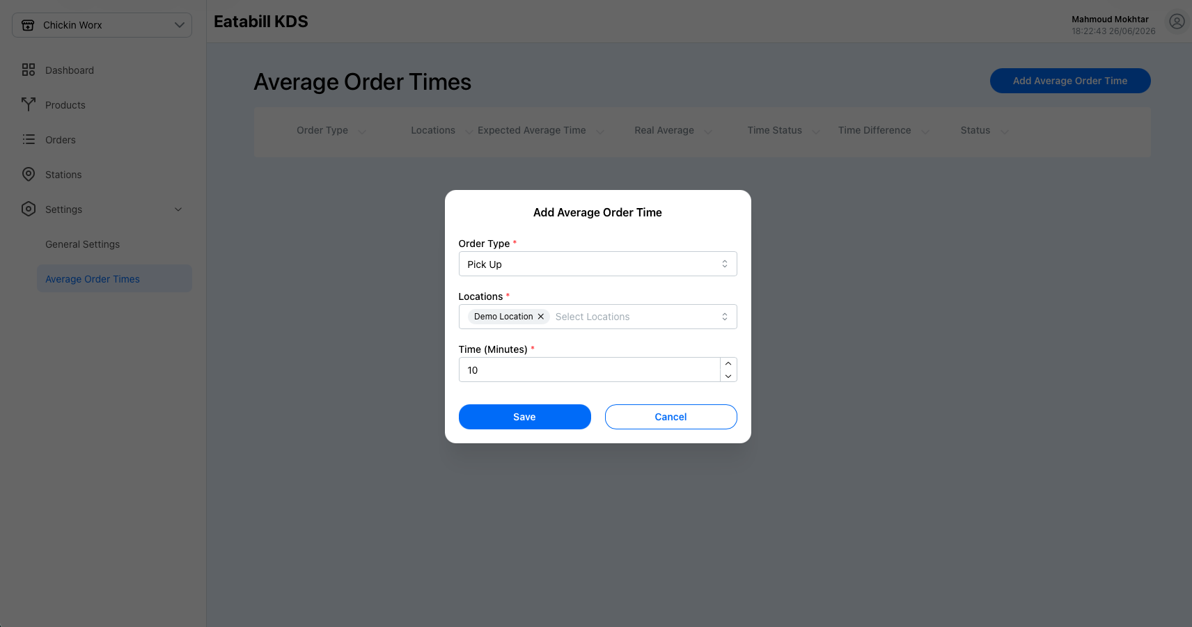 Save target time button
