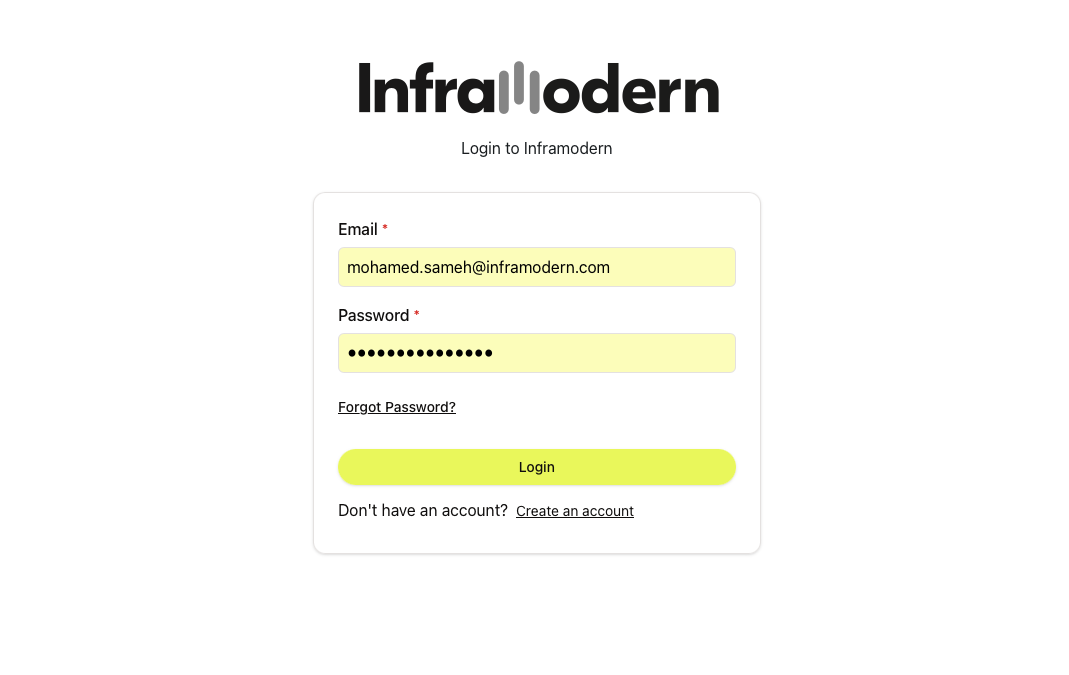 Sign in thorough Inframodern
