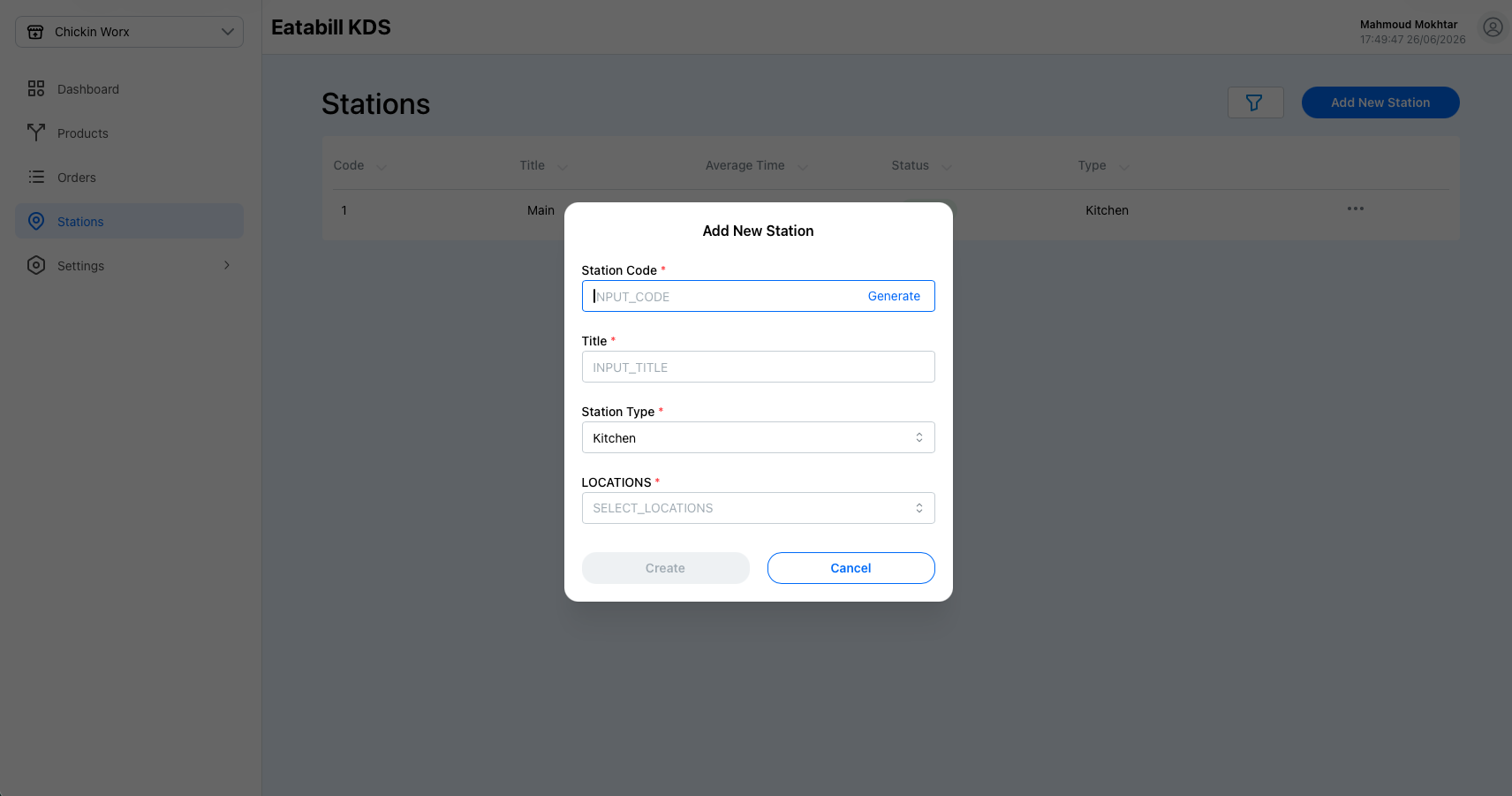 Add new station button