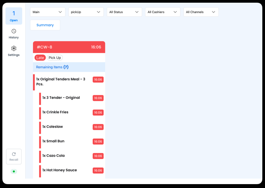 filtering order cards