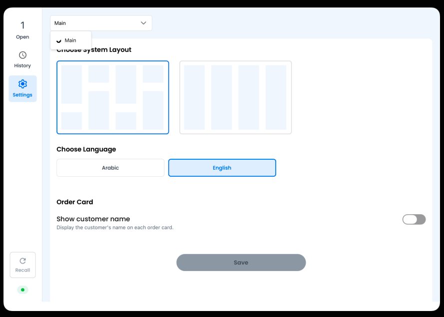 Choosing a station in KDS Settings