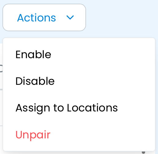 The Actions menu