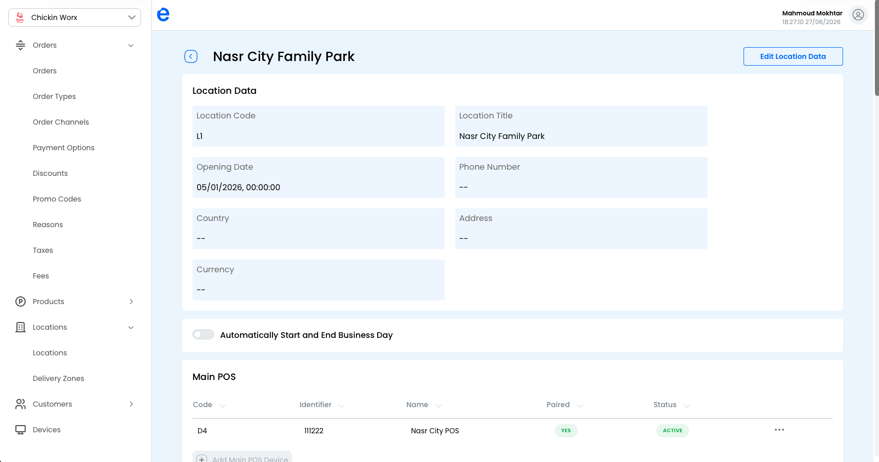 scroll in the location data