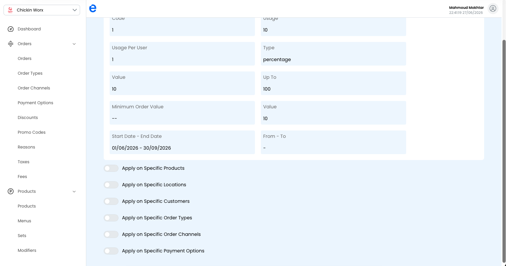 Choosing promo applicability