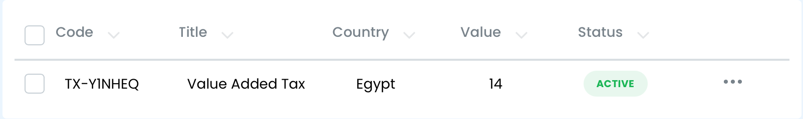 Select the tax you want to configure.