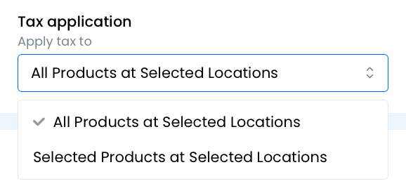 Products Tax tab — tax application.