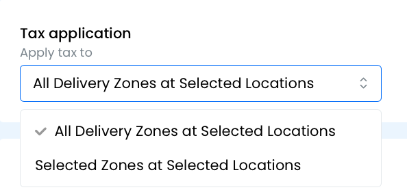 Delivery Zones Tax tab — tax application.