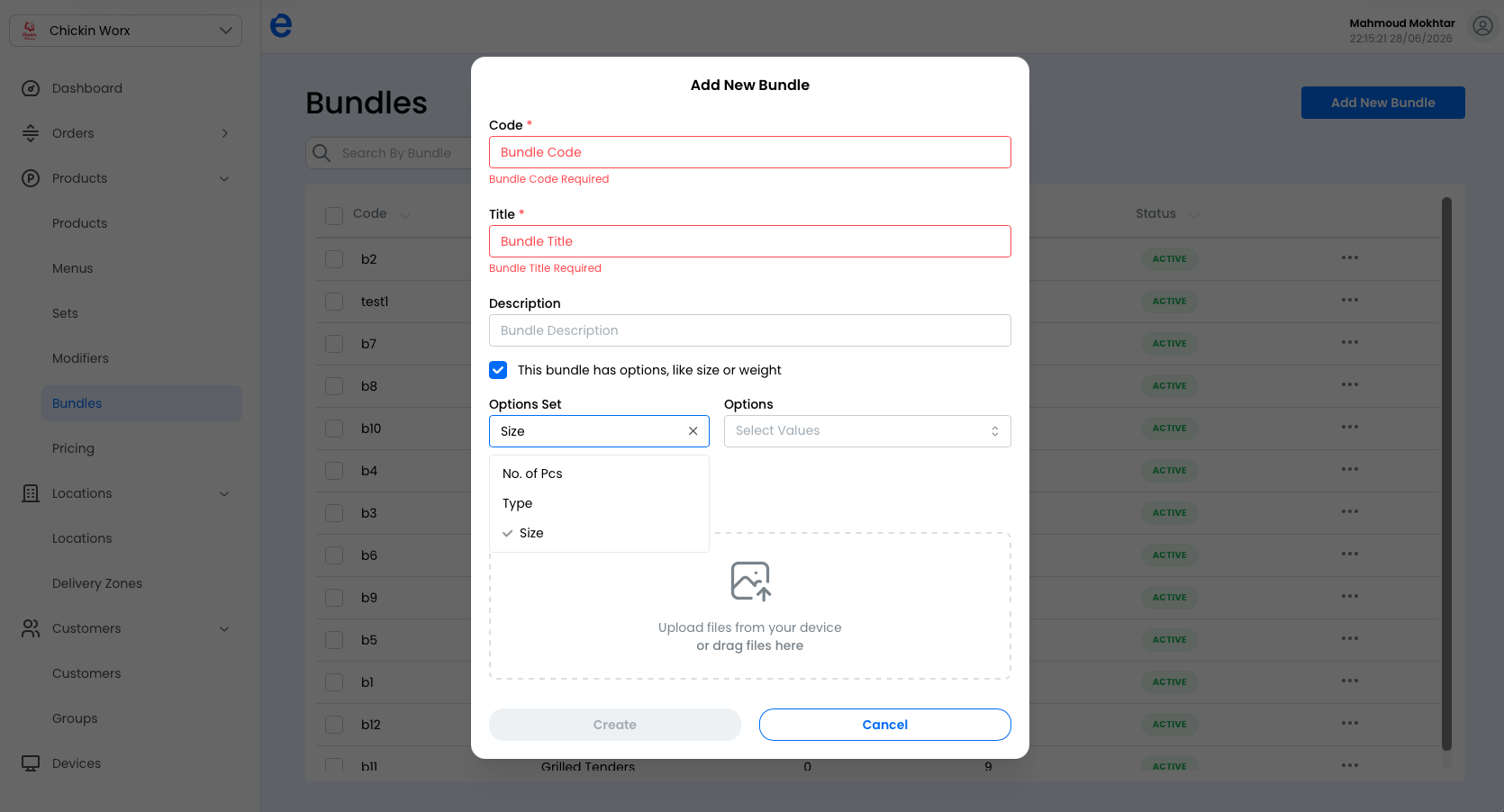 Enabling variations and adding a variation