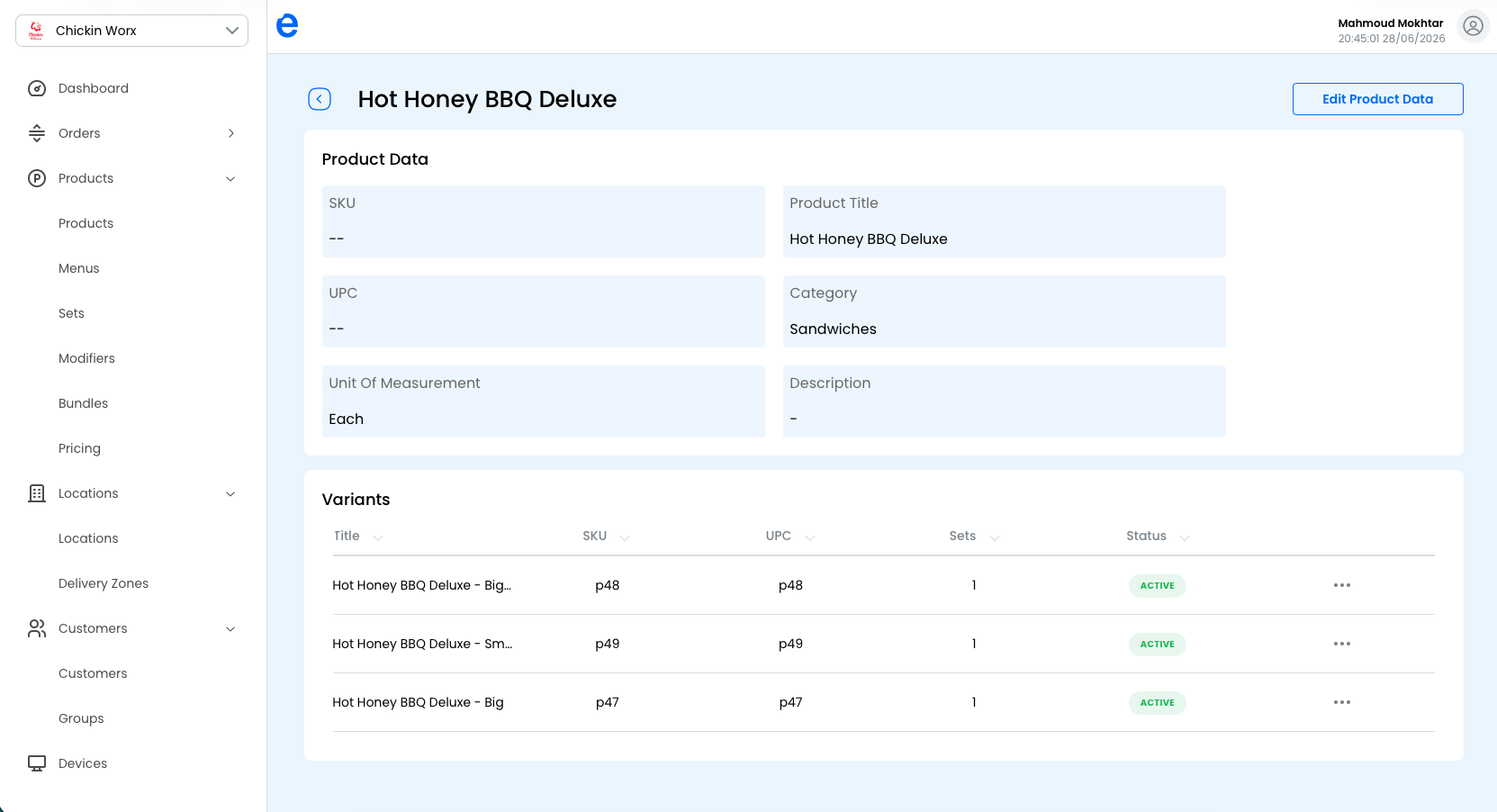 The parent product details page