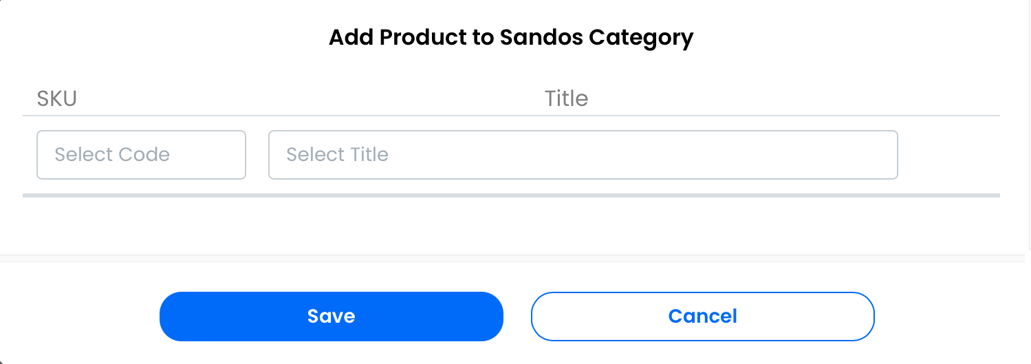 The add products modal