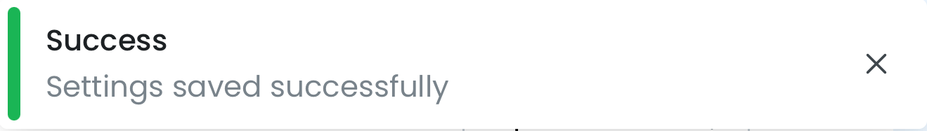 The save confirmation message