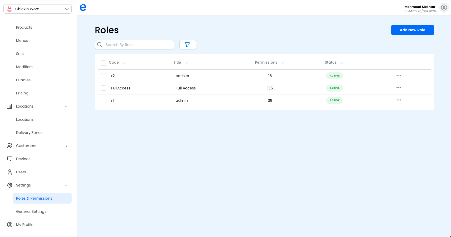 The Roles list