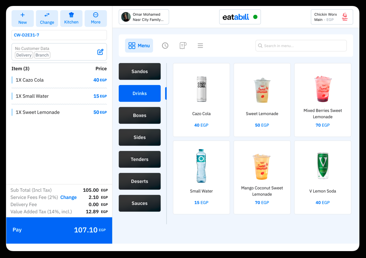 A live, unpaid order with items in the cart