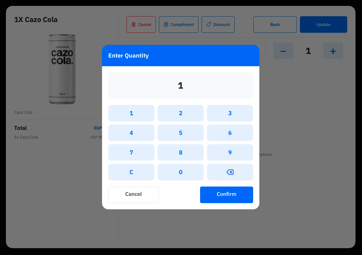 The Enter Quantity keypad