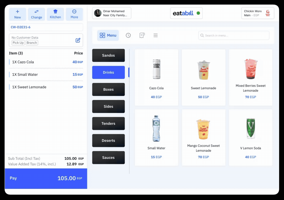 The More actions menu on the order sidebar