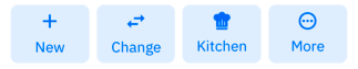 The New, Change, Kitchen and More buttons on the cart