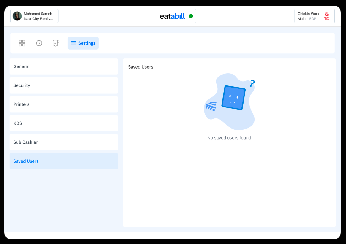 The Saved Users list empty after removing the cached account