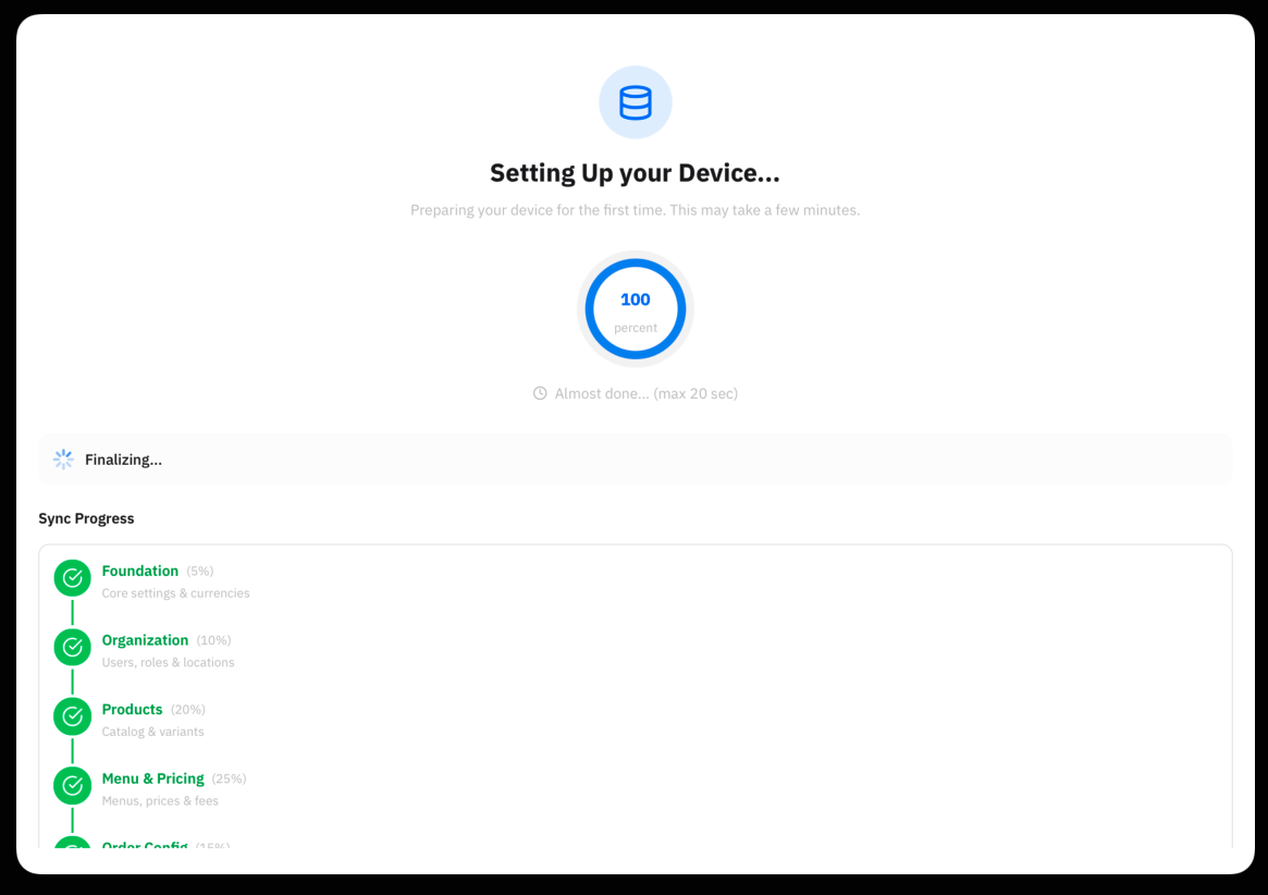 The initial data loading after pairing