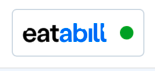A close-up of the eatabill logo and its connection dot
