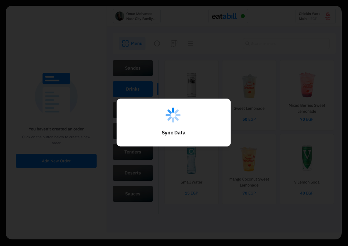 A Sync Data loading indicator