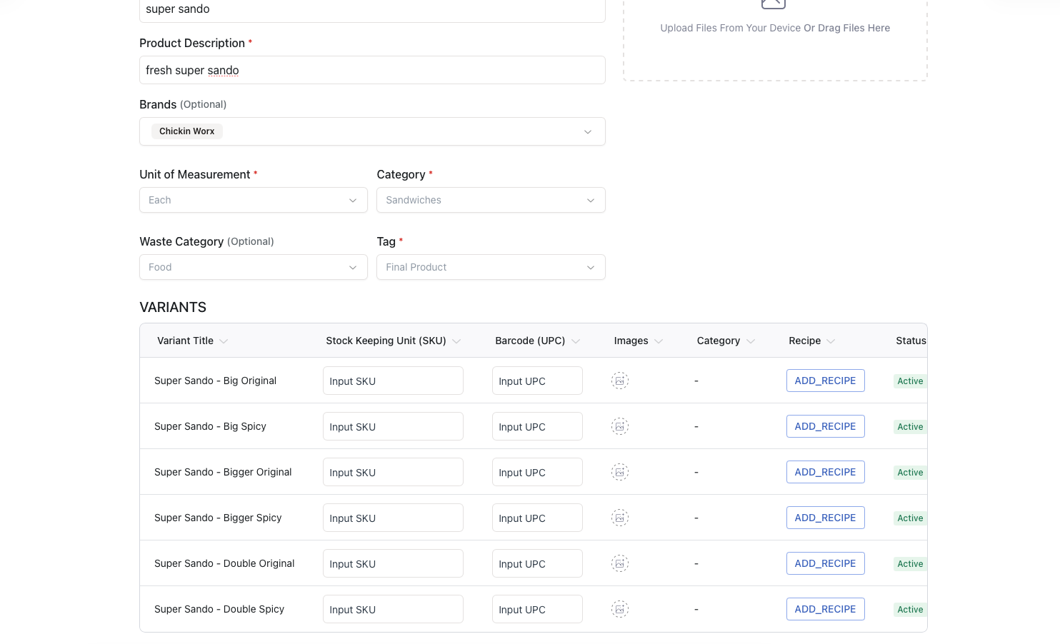 Adding product variations